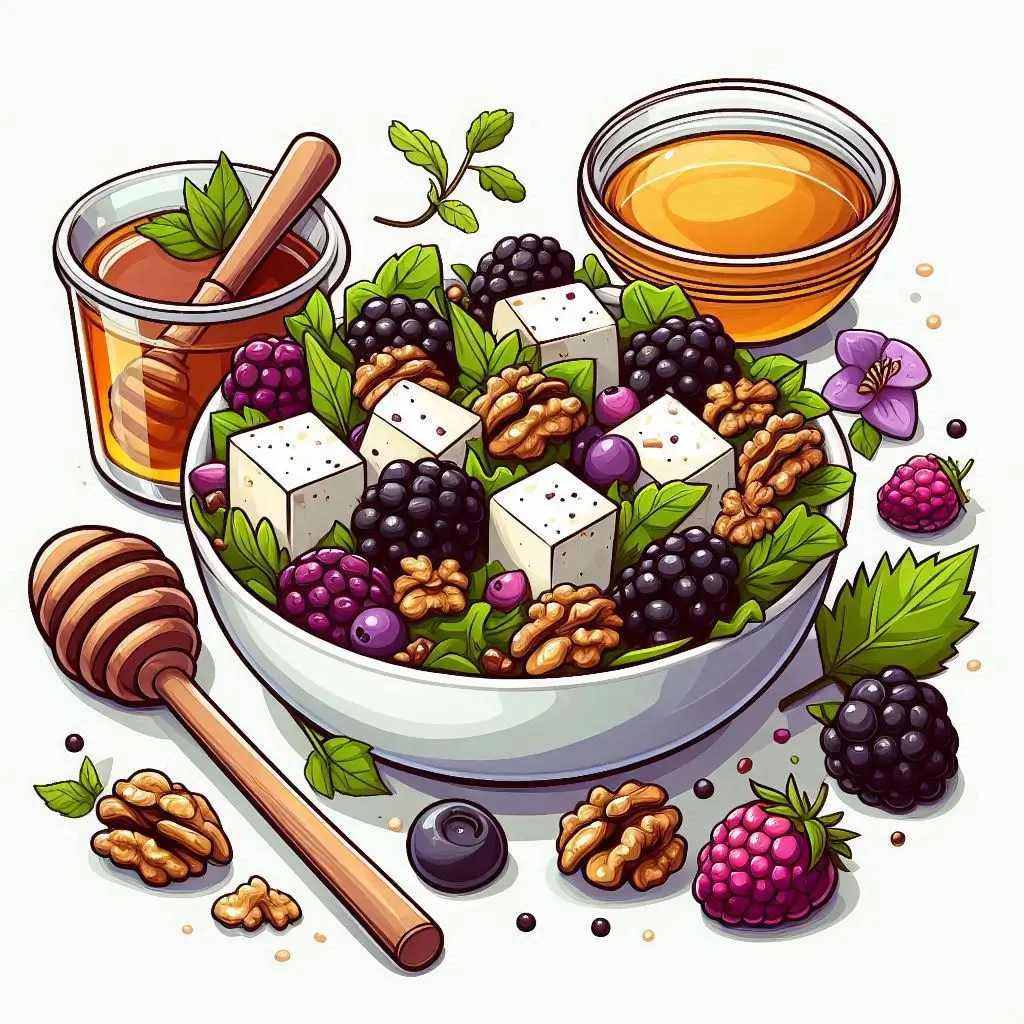 Insalata con Feta, Noci, More e Miele
