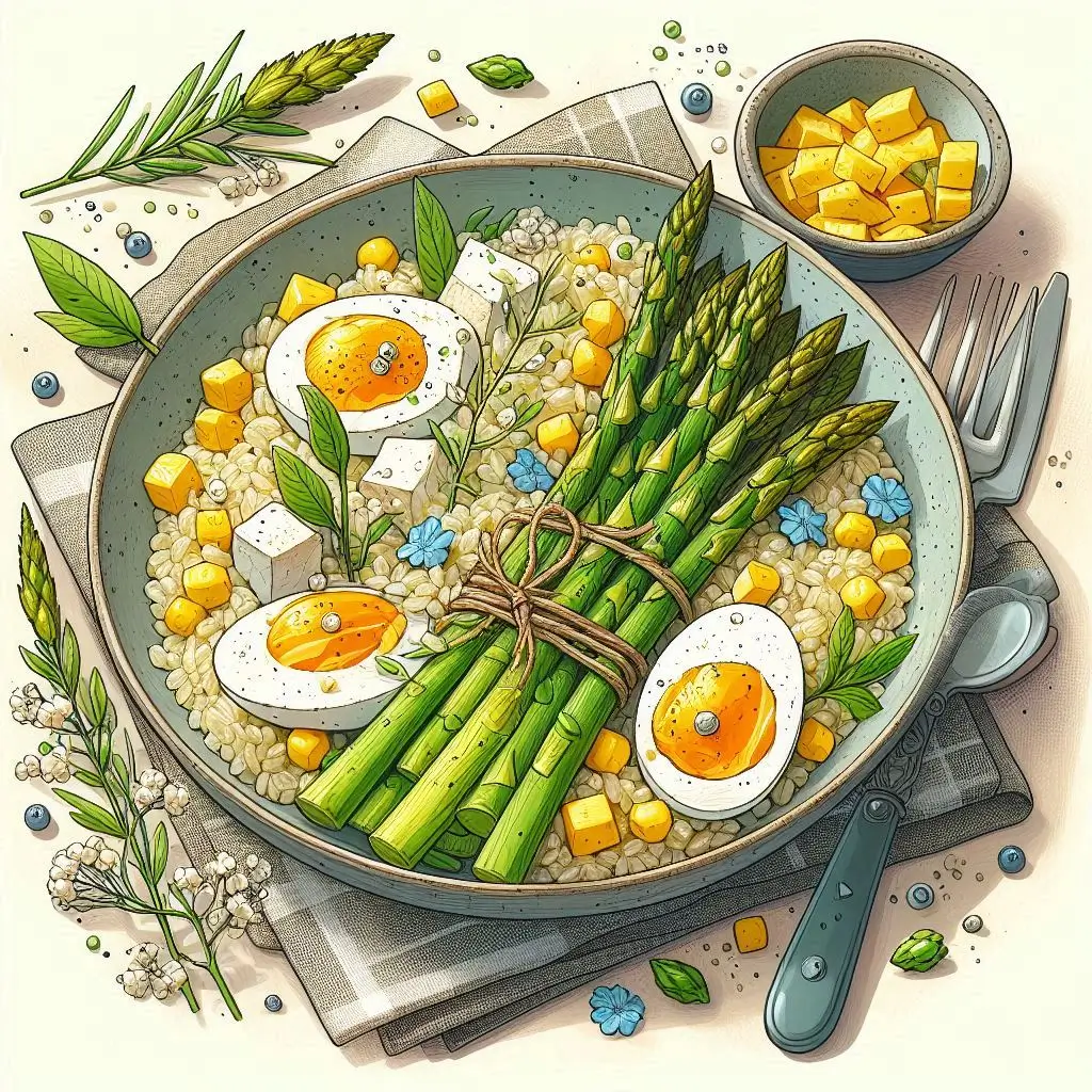 Risotto con Asparagi, Caprino e Uova Mimosa