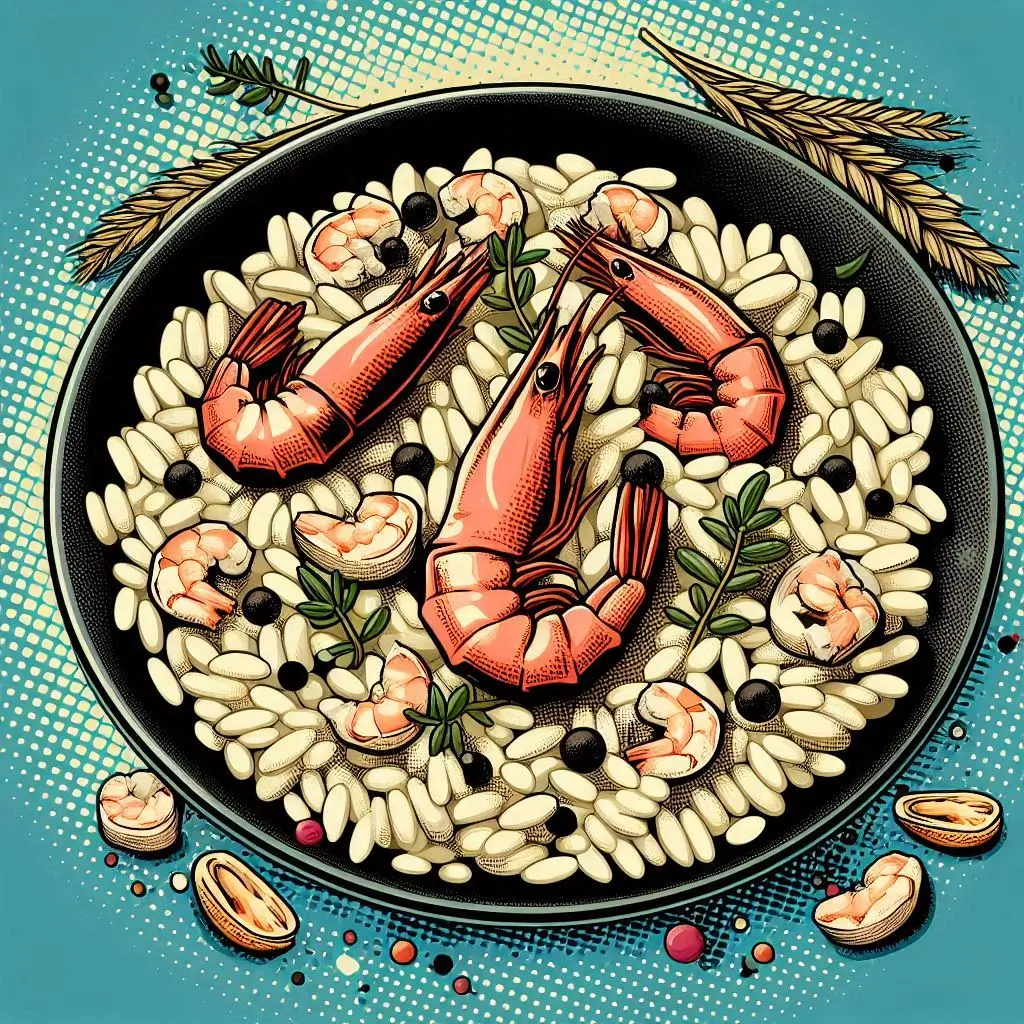 Risotto con Gamberi, Timo e Amaretti