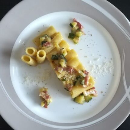 Tortiglioni con Zucchine, Pancetta e Ph
