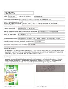 Allerta Alimentare | Confezionamento errato, Cereali ritirati 1