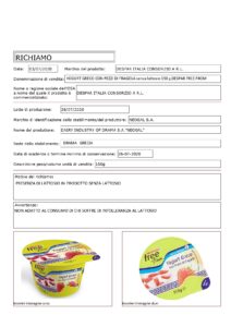 Allerta Alimentare| Despar, Presenza di Lattosio in Prodotto Senza Lattosio 1