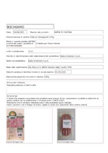 Allerta Alimentare | PENNY MARKET, Salmonella nel Salame Campagnolo 1